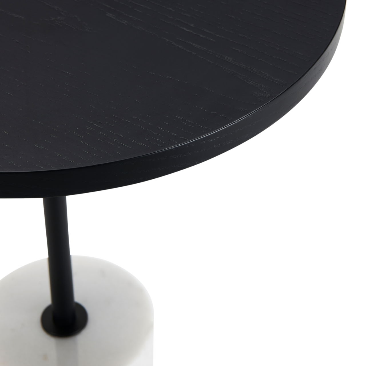 Basil White Marble & Black Round Side Table